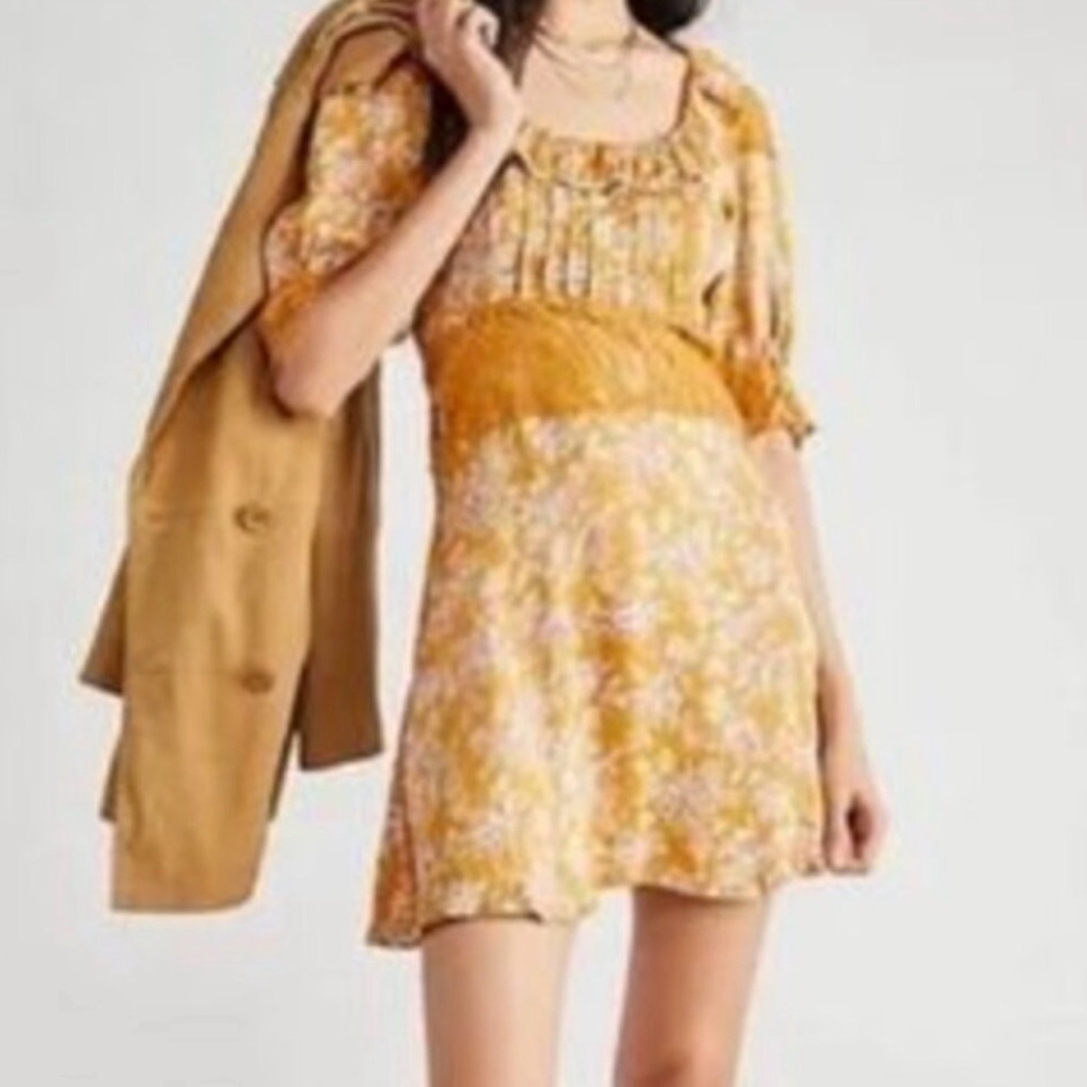Free People Lucie Mini Dress in Marigold Size 4